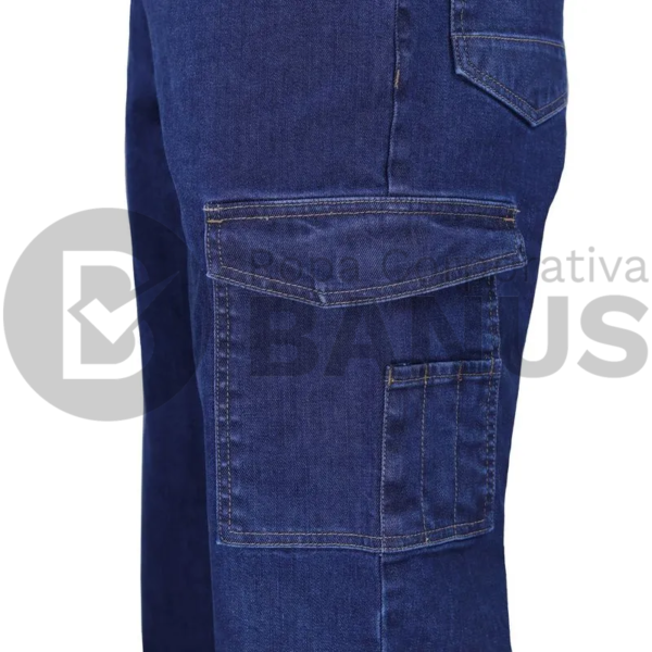 PANTALÓN CARGO MEZCLILLA IGNÍFUGO AZUL - Imagen 3